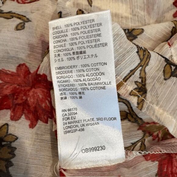 Free People Keeping Up With Kara Tunic Ivory Floral Chiffon Embroidery Small - Picture 11 of 15